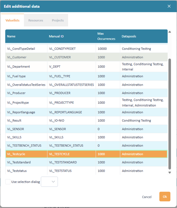 Selecting the base for the value of the valuelist