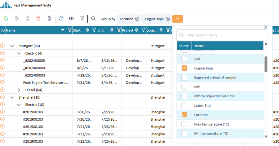 Grouping the data by criteria
