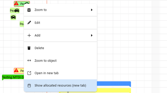 Show already assigned resources