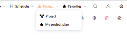 List of available project types and favorites