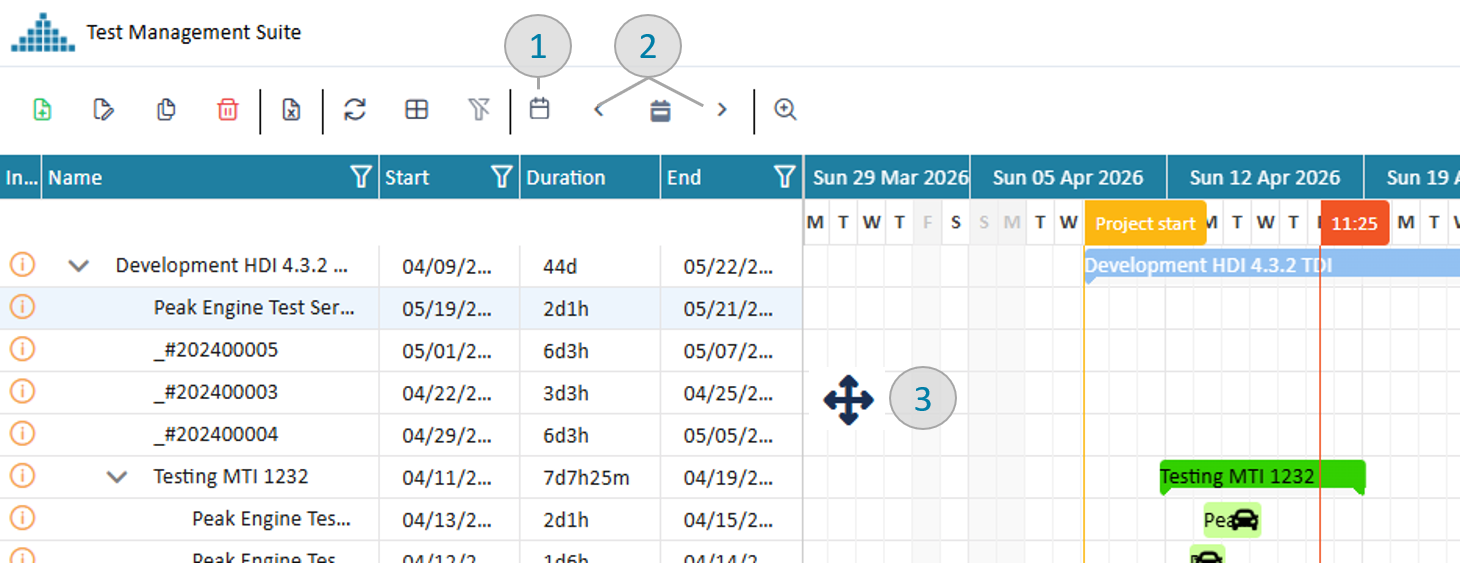 Options to move visible time range