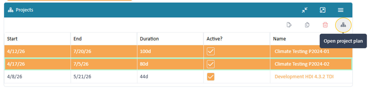 Starting project from dashboard