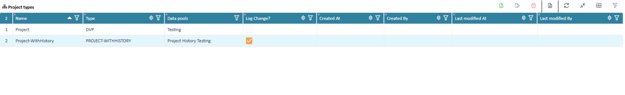 Overview registered project types