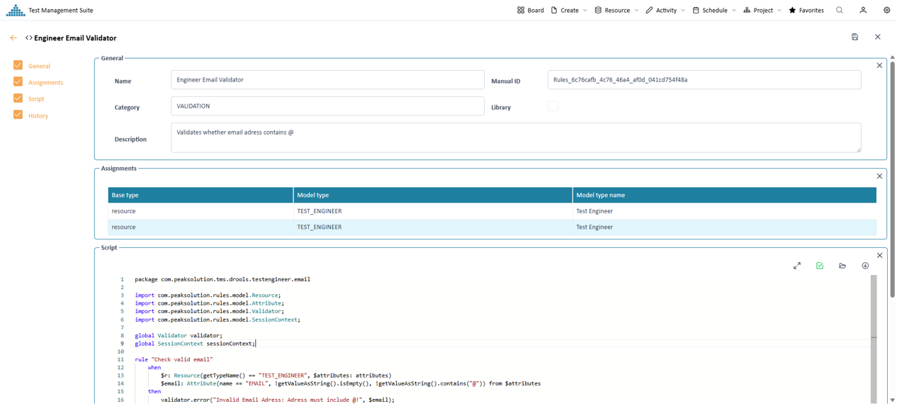 Input mask to define the rules properties