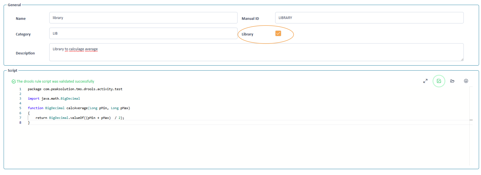 Declaring code snippet as library