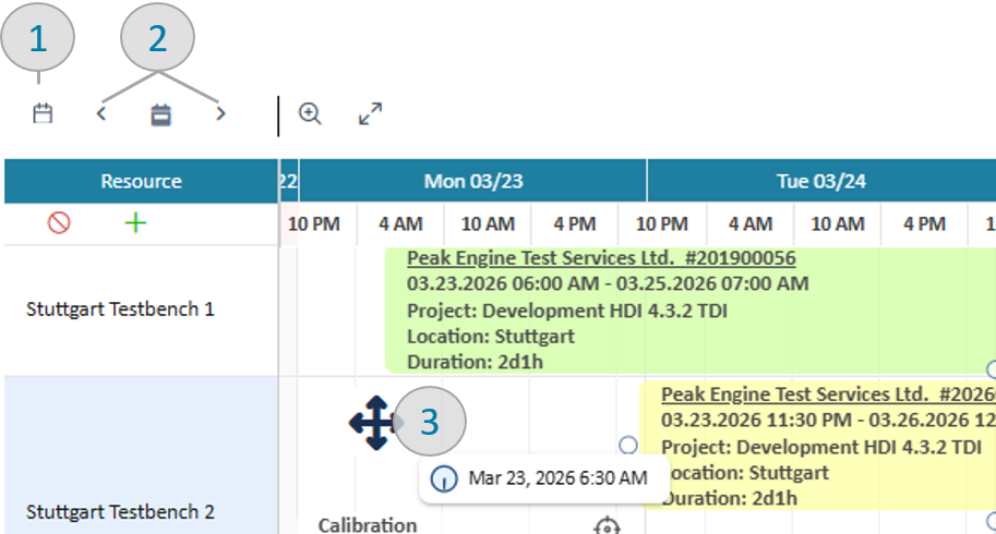 Options to move visible time range