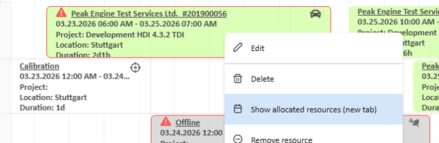 Show already assigned resources
