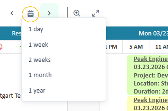 Button to set the time range